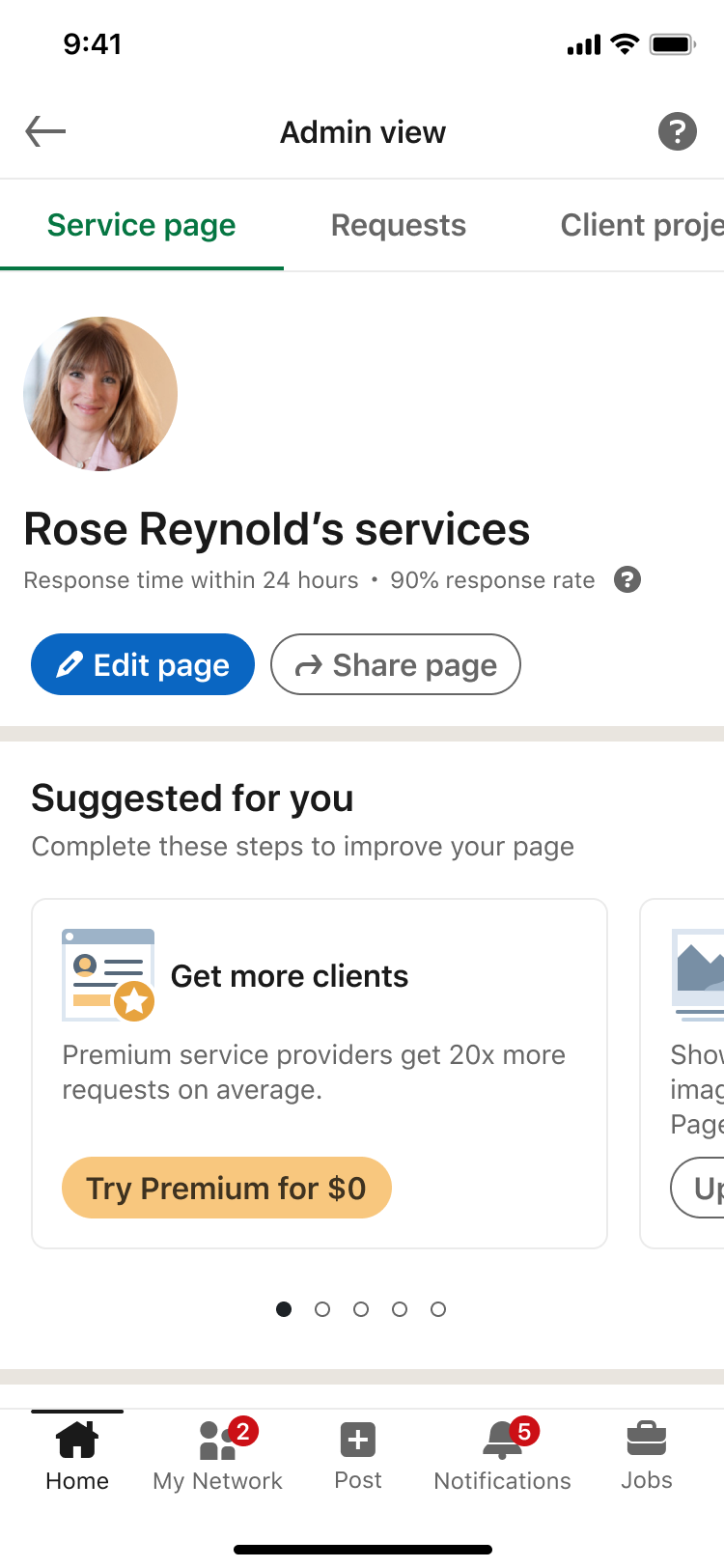 LinkedIn Services admin experience