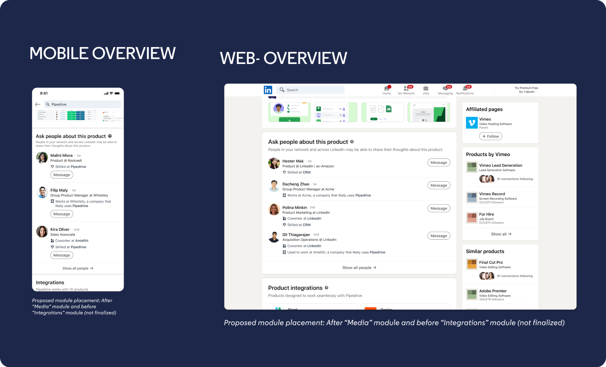 Helpful People module on LinkedIn Product Pages across mobile and web