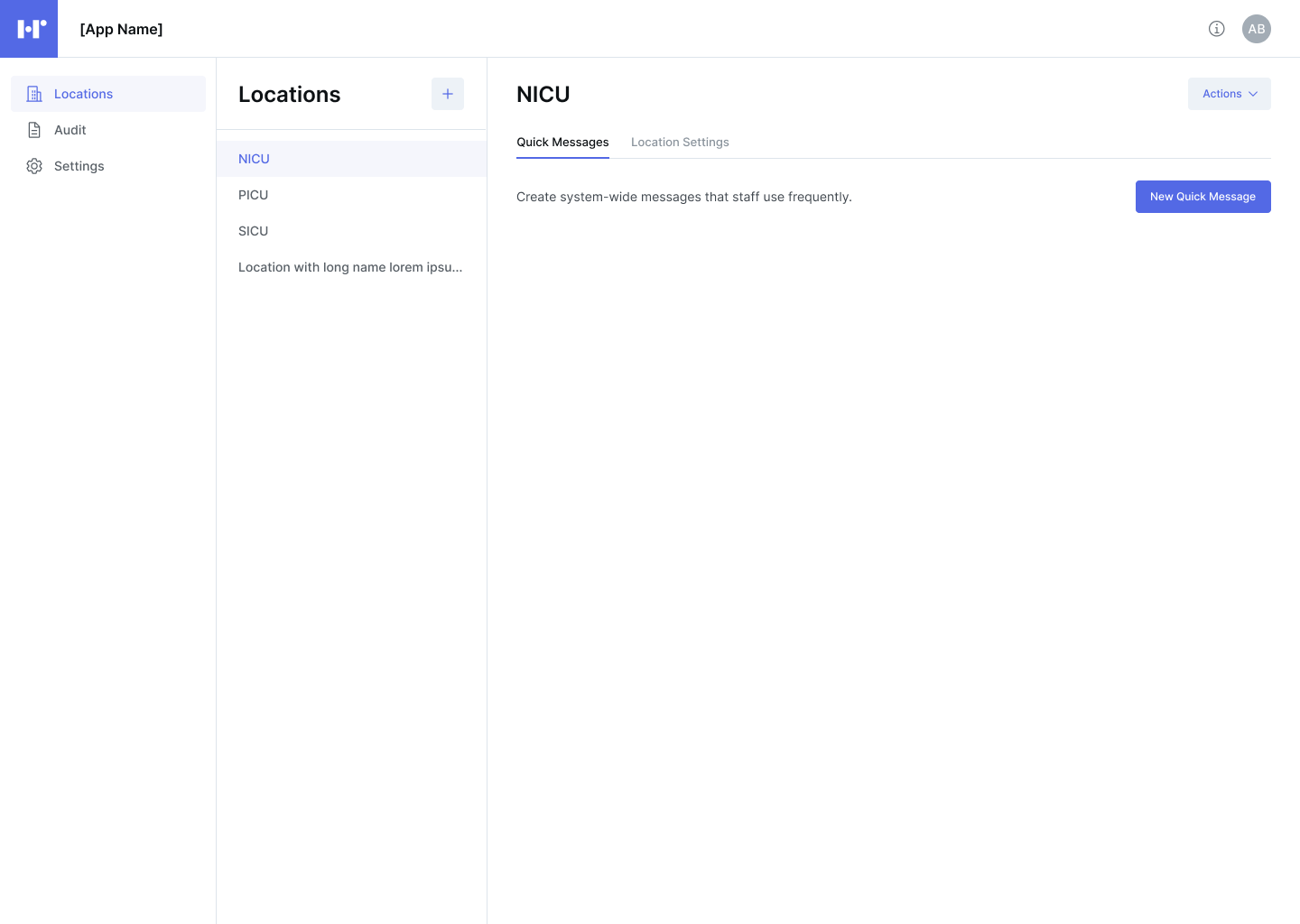 Voalte Family admin portal locations management