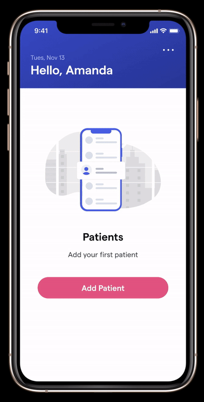 Animated prototype showing a caregiver adding a patient