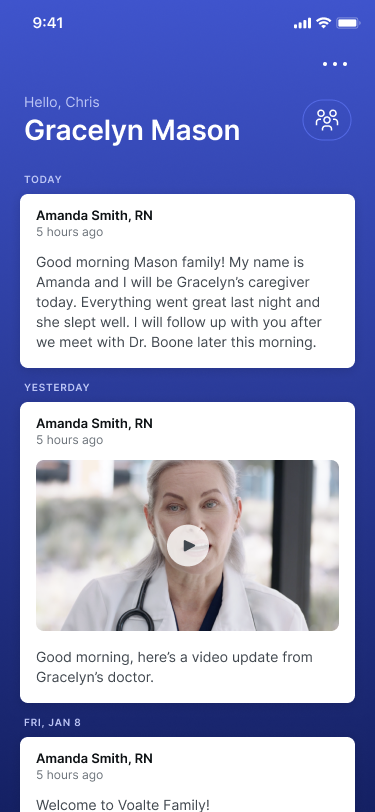 Patient profile and family updates