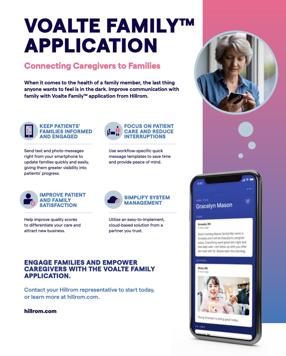 Hillrom marketing material for the launched Voalte Family application